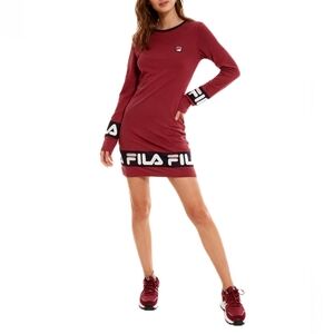 Fila Red Rust Long Sleeve Knit Athletic Dress